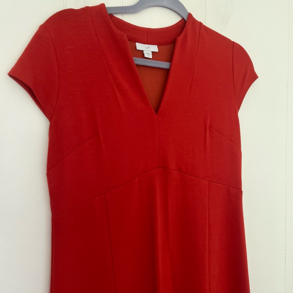 J. Jill Monterey Knit Midi Dress Orange Red Rust Fall Size XS - Picture 9 of 16